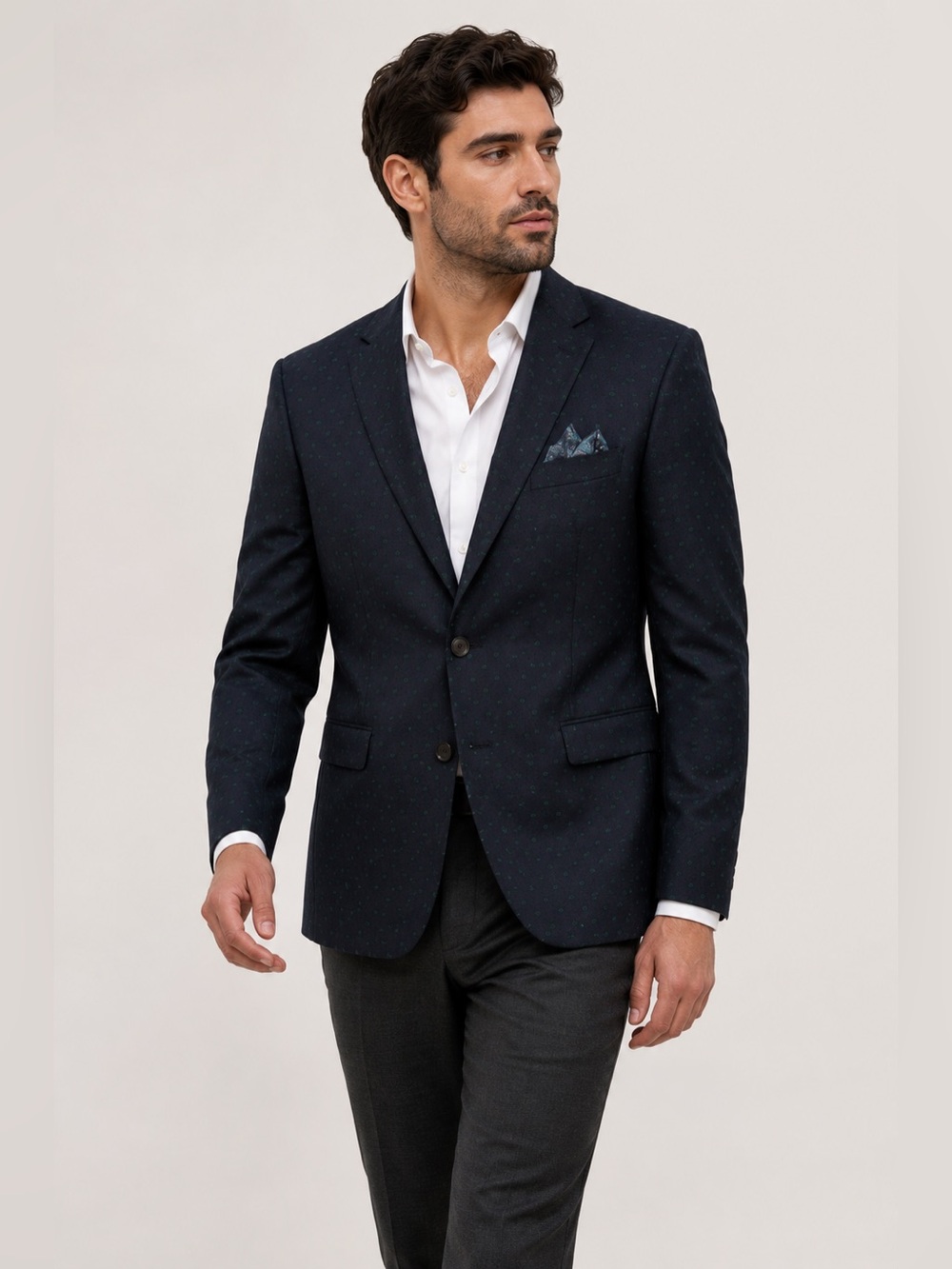 Ted Baker London 46R Navy Wool Sport Coat Medallion Modern Fit Blazer